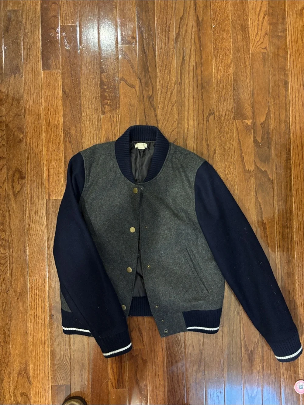 J. Crew Two-Tone Wool Varsity Jacket - Navy & Gray